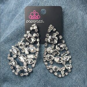 Paparazzi Silver Teardrop Crystal Earrings